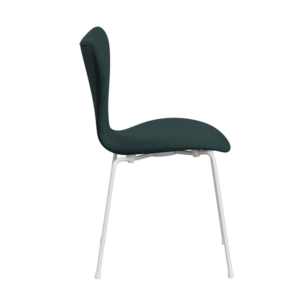 Fritz Hansen 3107 Chair Full Upholstery, White/Steelcut Trio Bottle Green