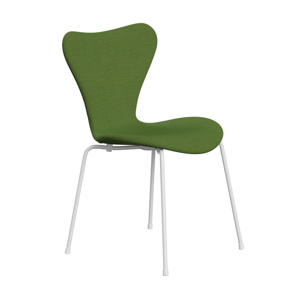 Fritz Hansen 3107 Chair Full Upholstery, White/Steelcut Trio Grass Green