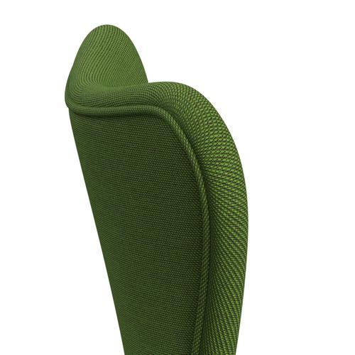 Fritz Hansen 3107 Židle plné čalounění, bílá/ocelářská trio Grass Green