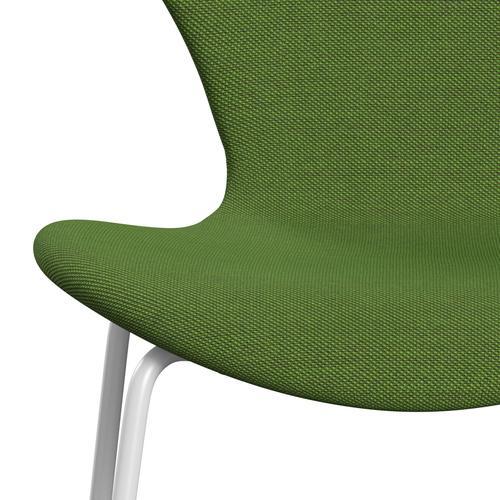 Fritz Hansen 3107 Židle plné čalounění, bílá/ocelářská trio Grass Green