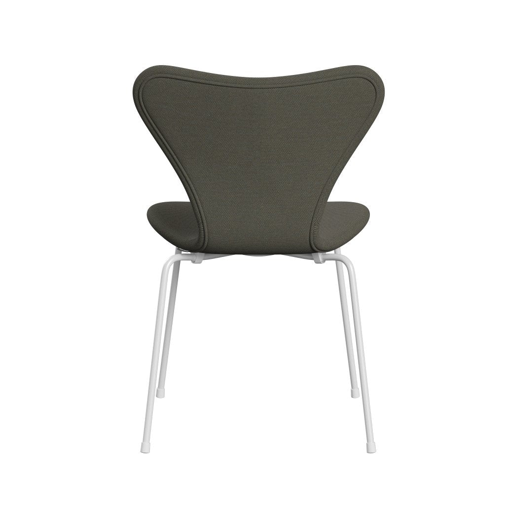 Fritz Hansen 3107 Chair Full Upholstery, White/Steelcut Trio Grey/Green