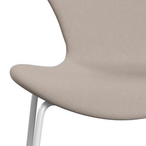 Fritz Hansen 3107 Židle plné čalounění, bílá/ocelářská trio Light Beige