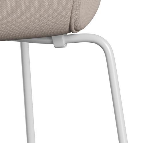 Fritz Hansen 3107 Židle plné čalounění, bílá/ocelářská trio Light Beige