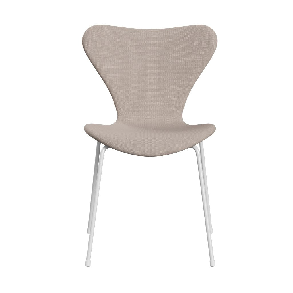 Fritz Hansen 3107 Židle plné čalounění, bílá/ocelářská trio Light Beige