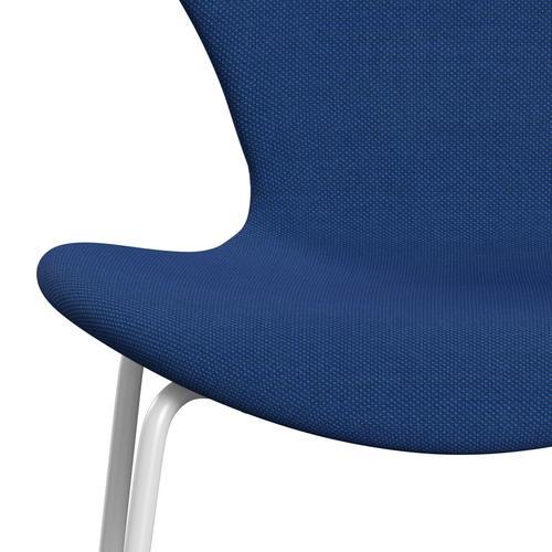 Fritz Hansen 3107 Chair Full Upholstery, White/Steelcut Trio Cobalt Blue