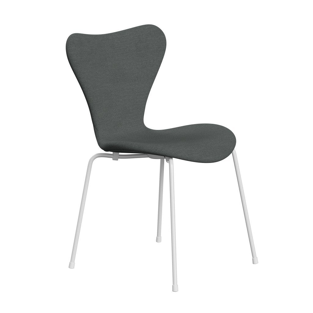 Fritz Hansen 3107 židle plné čalounění, bílé/ocelářské trio uhlí