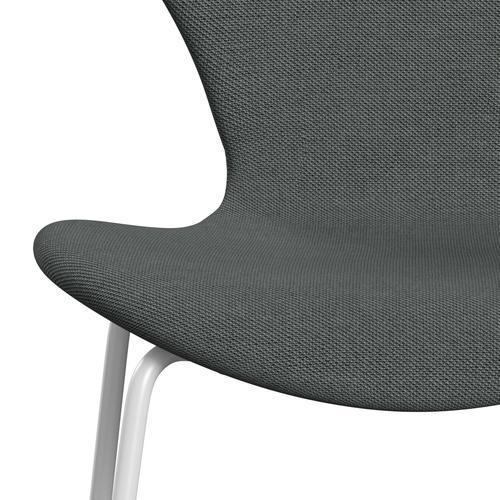 Fritz Hansen 3107 židle plné čalounění, bílé/ocelářské trio uhlí