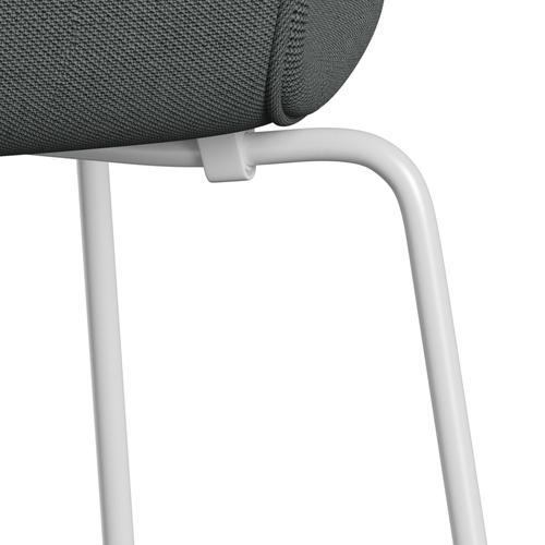 Fritz Hansen 3107 židle plné čalounění, bílé/ocelářské trio uhlí