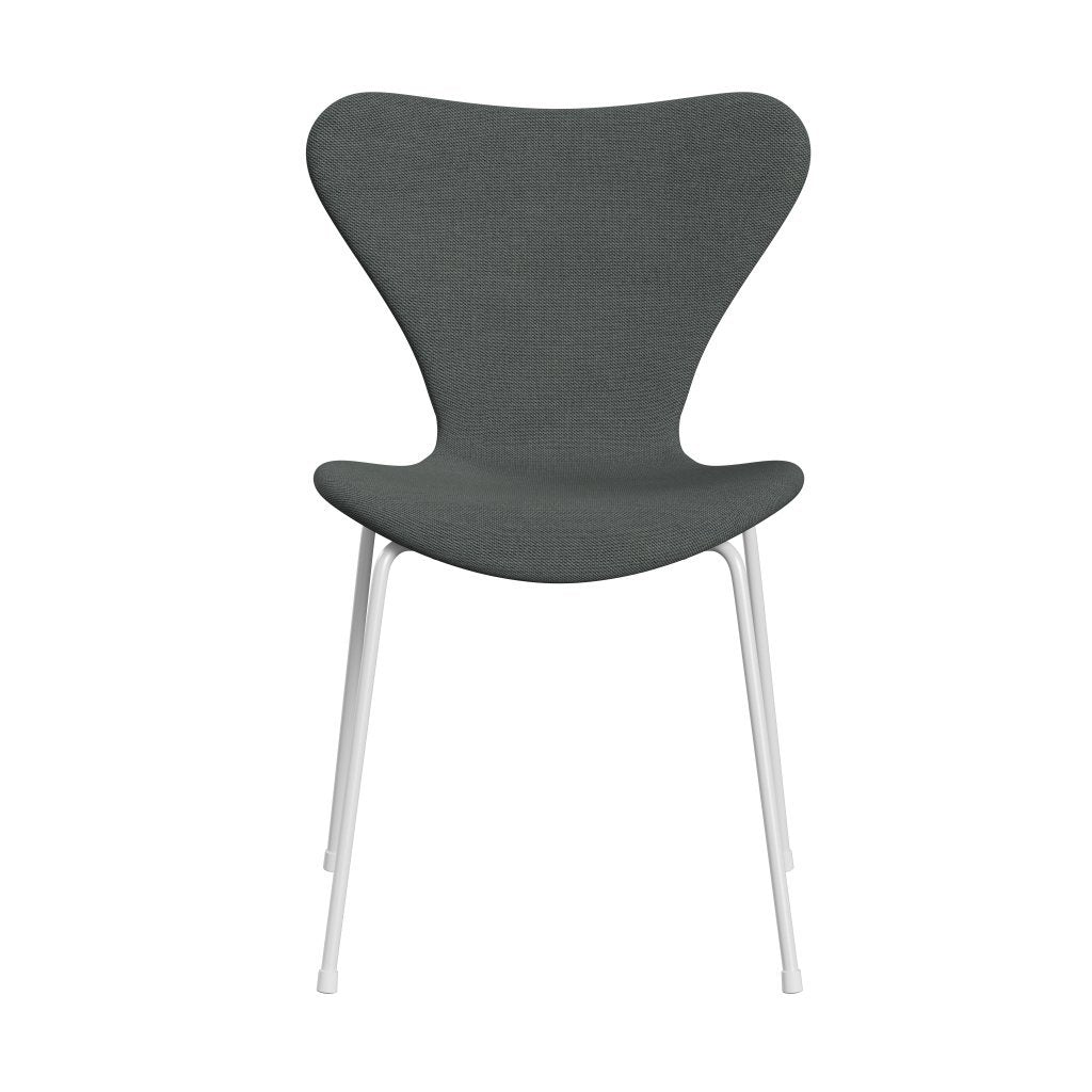 Fritz Hansen 3107 židle plné čalounění, bílé/ocelářské trio uhlí