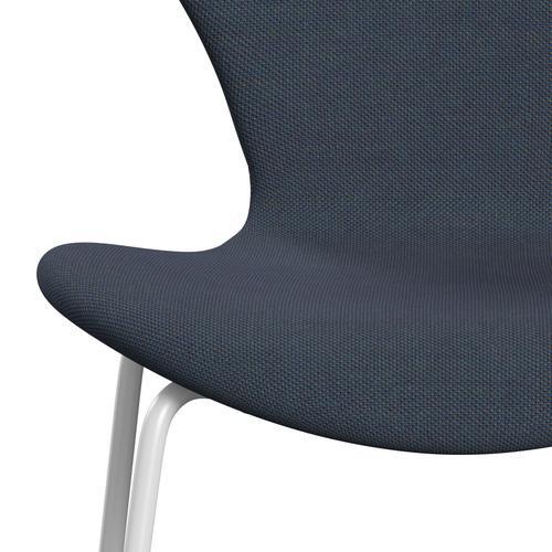 Fritz Hansen 3107 Chair Full Upholstery, White/Steelcut Trio Olive Green/Turquoise