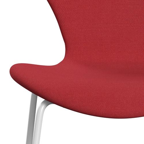 Fritz Hansen 3107 Chair Full Upholstery, White/Steelcut Trio Red