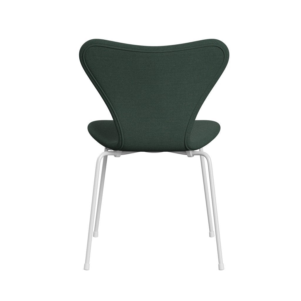 Fritz Hansen 3107 Židle plné čalounění, bílá/ocelářská trio Dusty Green