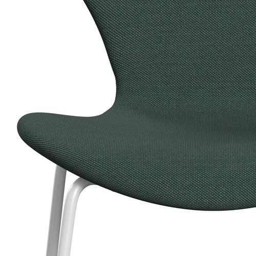 Fritz Hansen 3107 Židle plné čalounění, bílá/ocelářská trio Dusty Green