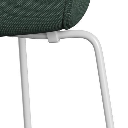 Fritz Hansen 3107 Židle plné čalounění, bílá/ocelářská trio Dusty Green