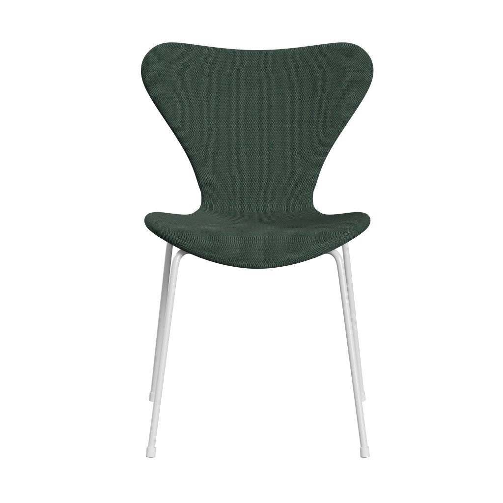 Fritz Hansen 3107 Židle plné čalounění, bílá/ocelářská trio Dusty Green