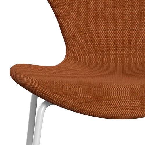 Fritz Hansen 3107 Chair Full Upholstery, White/Steelcut Trio Burnt Orange