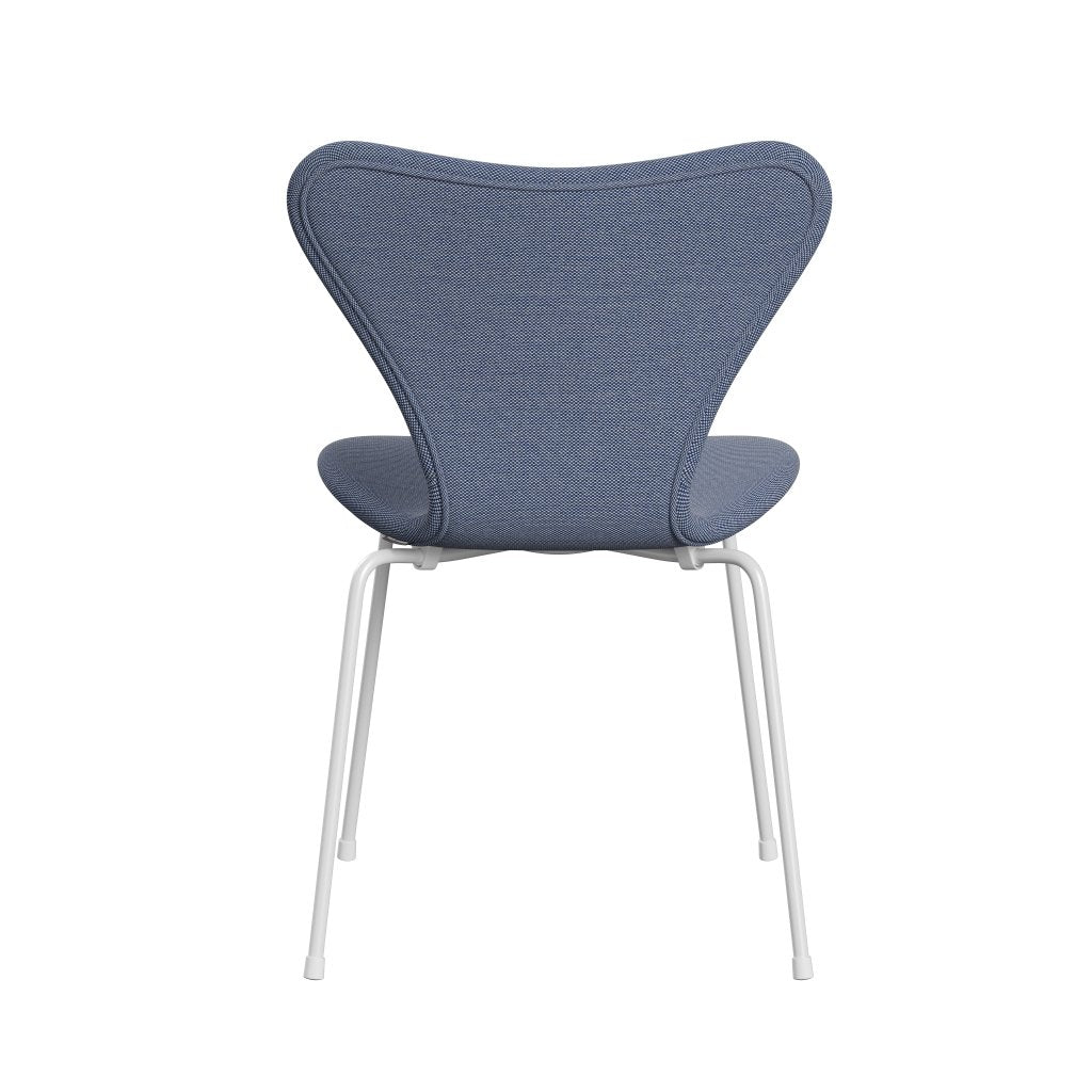 Fritz Hansen 3107 Chair Full Upholstery, White/Steelcut Trio White/Blue