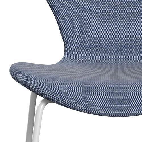 Fritz Hansen 3107 Chair Full Upholstery, White/Steelcut Trio White/Blue