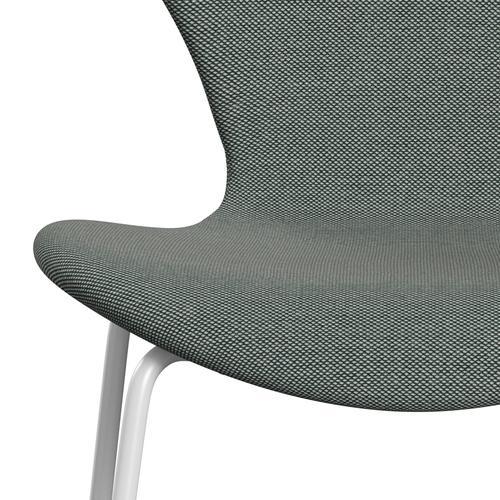 Fritz Hansen 3107 Chair Full Upholstery, White/Steelcut Trio White/Dark Green