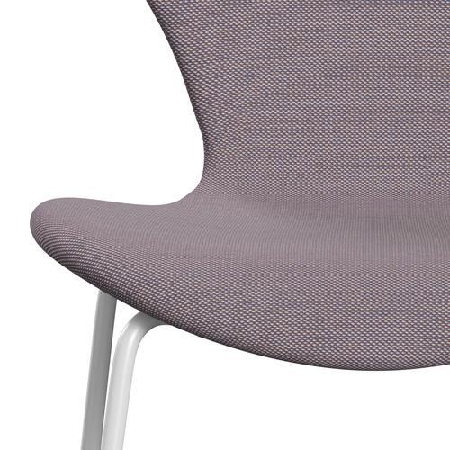 Fritz Hansen 3107 Chair Full Upholstery, White/Steelcut Trio White/Violet