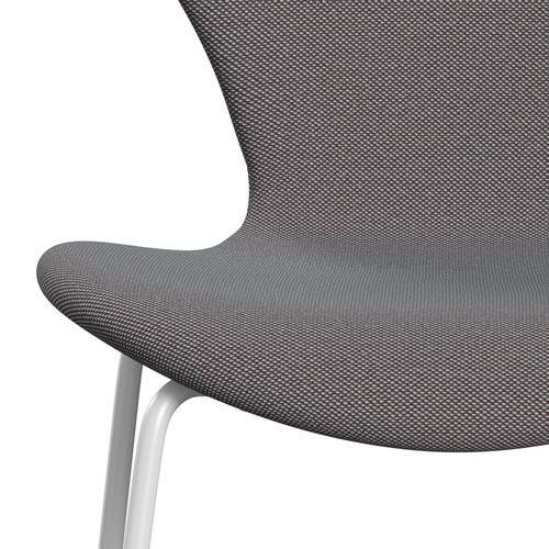 Fritz Hansen 3107 Chair Full Upholstery, White/Steelcut Trio Soft Blue/Brown/Black