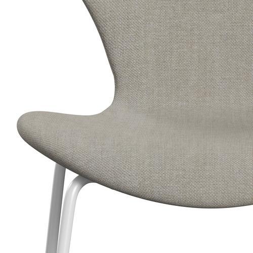 Fritz Hansen 3107 Chair Full Upholstery, White/Sunniva 2 Beige