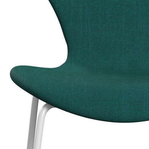 Fritz Hansen 3107 židle plné čalounění, bílá/sunniva 2 zelená