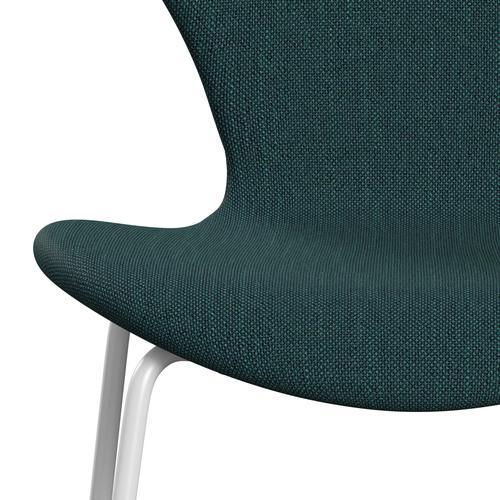 Fritz Hansen 3107 židle plné čalounění, bílá/sunniva 2 zelená/šedá