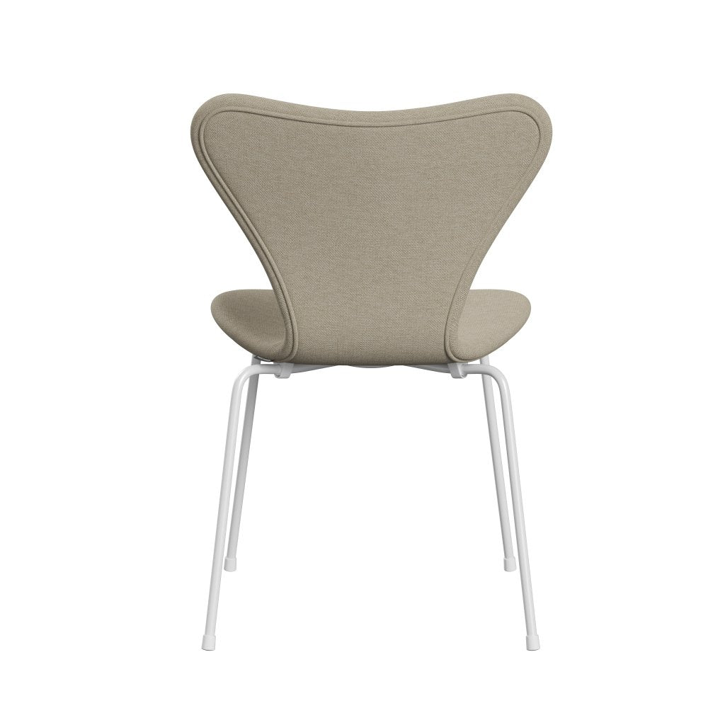 Fritz Hansen 3107 Chair Full Upholstery, White/Sunniva 2 Light Beige