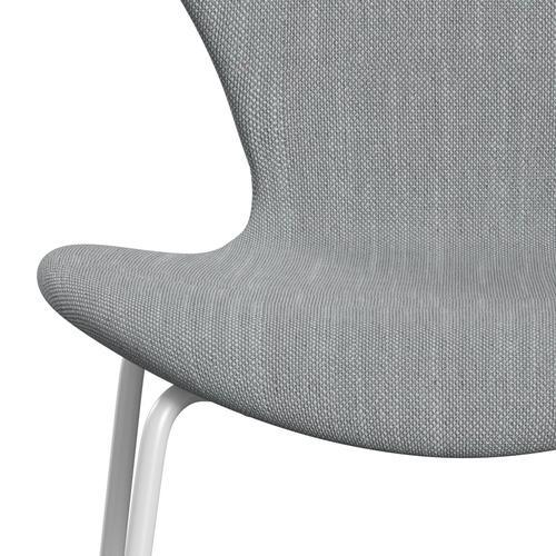 Fritz Hansen 3107 židle plné čalounění, bílá/sunniva 2 světle šedá/světle modrá