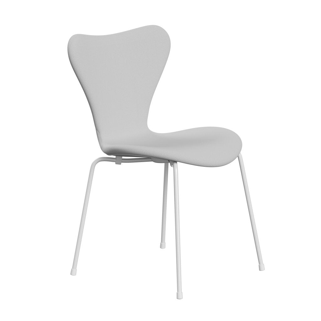 Fritz Hansen 3107 Chair Full Upholstery, White/Sunniva 2 Canvas Natural