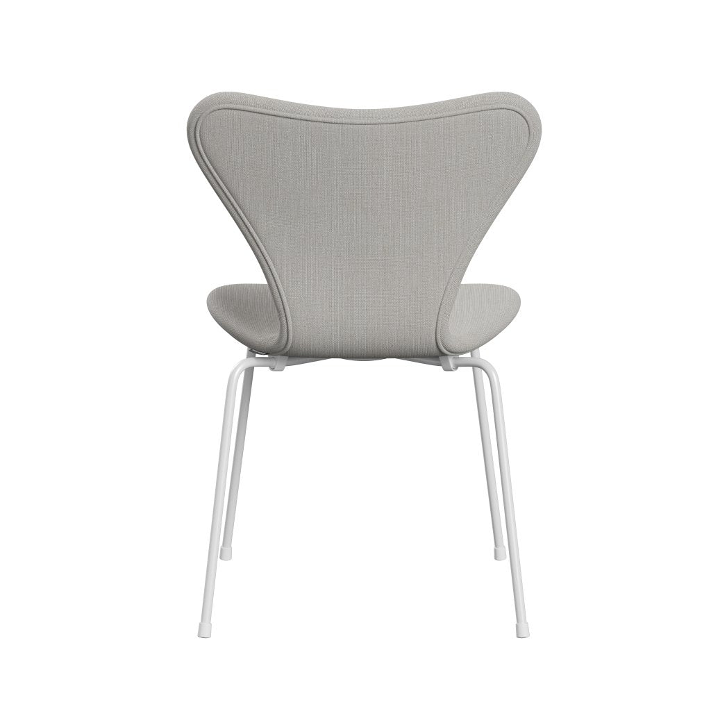 Fritz Hansen 3107 Chair Full Upholstery, White/Sunniva 2 Canvas Natural