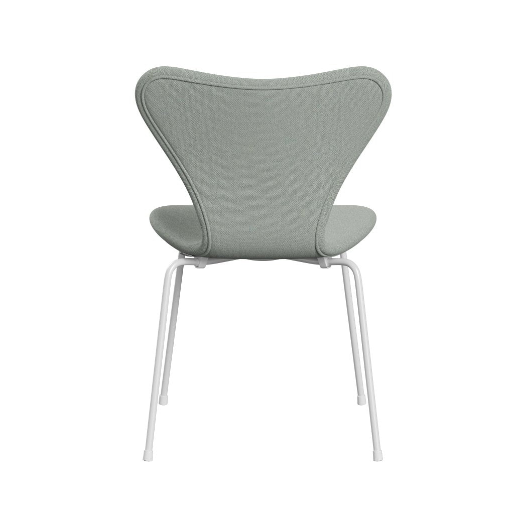 Fritz Hansen 3107 Chair Full Upholstery, White/Sunniva 2 Mint Green