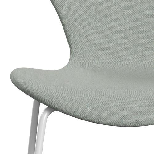 Fritz Hansen 3107 Židle plné čalounění, bílá/sunniva 2 máta zelená