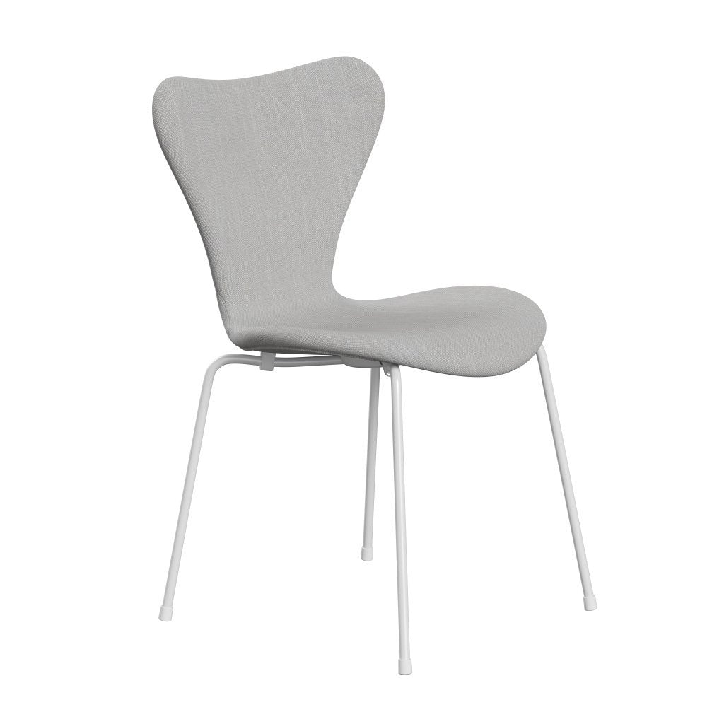 Fritz Hansen 3107 židle plné čalounění, bílá/sunniva 2 přírodní/světle šedá