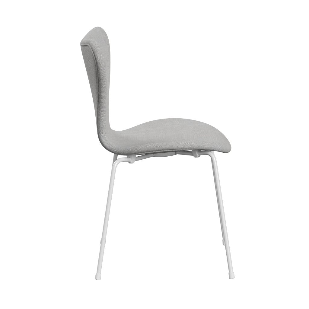 Fritz Hansen 3107 Chair Full Upholstery, White/Sunniva 2 Natural/Light Grey