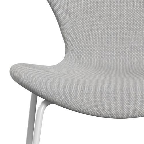 Fritz Hansen 3107 židle plné čalounění, bílá/sunniva 2 přírodní/světle šedá