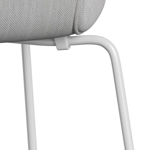 Fritz Hansen 3107 Chair Full Upholstery, White/Sunniva 2 Natural/Light Grey