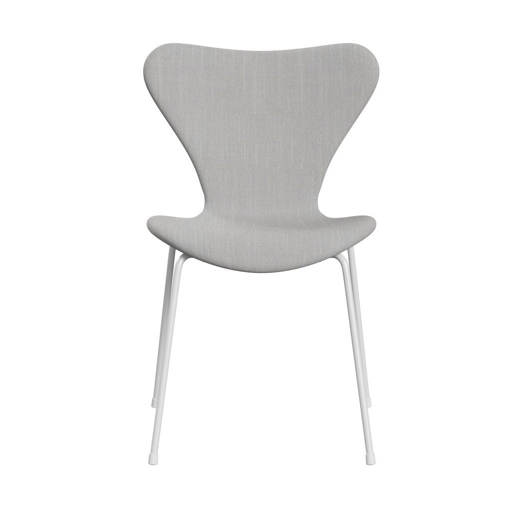 Fritz Hansen 3107 Chair Full Upholstery, White/Sunniva 2 Natural/Light Grey