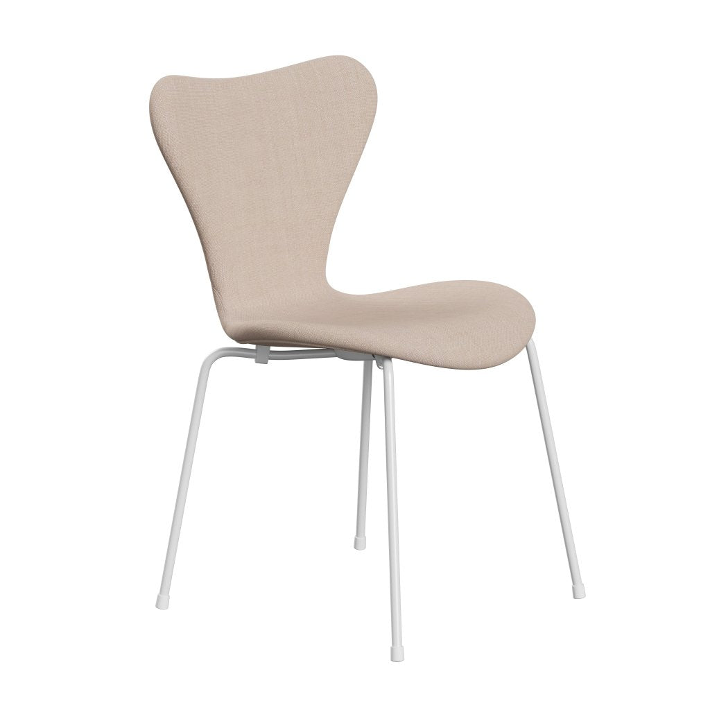 Fritz Hansen 3107 Chair Full Upholstery, White/Sunniva 2 Sand/Soft Pink