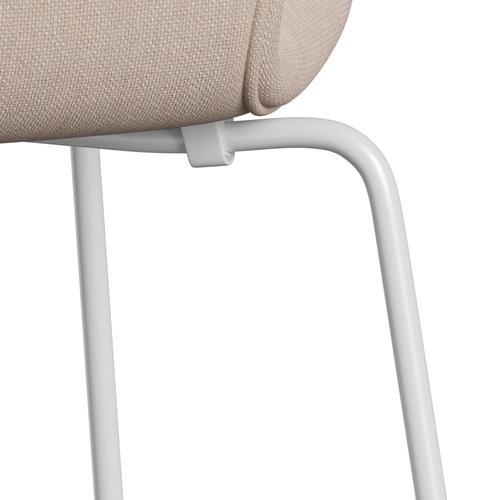 Fritz Hansen 3107 Chair Full Upholstery, White/Sunniva 2 Sand/Soft Pink