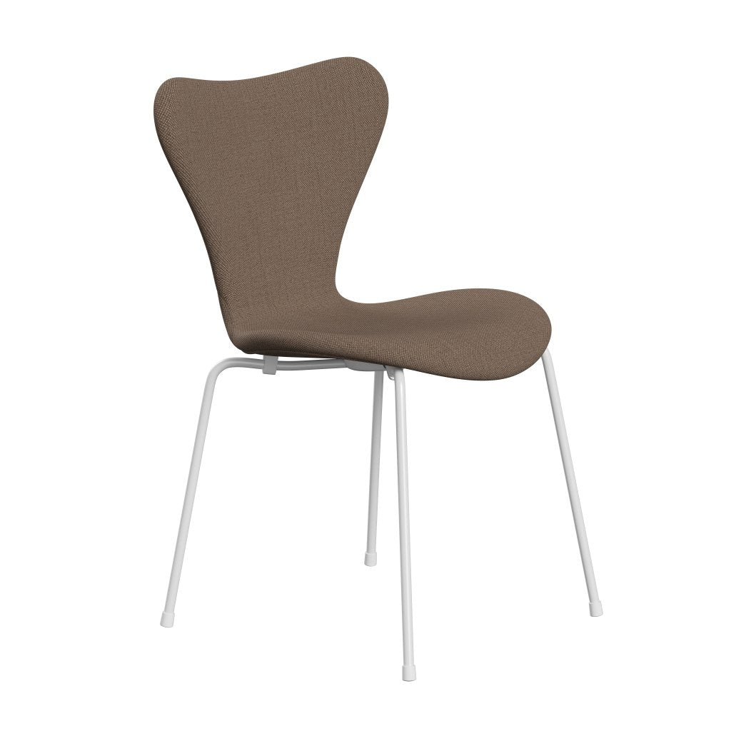 Fritz Hansen 3107 Chair Full Upholstery, White/Sunniva 2 Chocolate/Tan