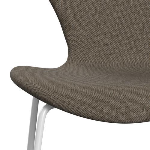 Fritz Hansen 3107 Chair Full Upholstery, White/Sunniva 2 Chocolate/Light Grey