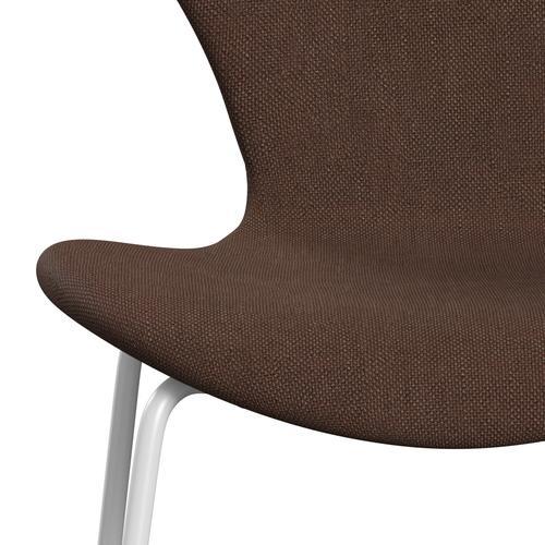 Fritz Hansen 3107 židle plné čalounění, bílá/sunniva 2 čokoláda/kaštan