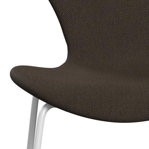 Fritz Hansen 3107 Chair Full Upholstery, White/Sunniva 2 Chocolate/Black