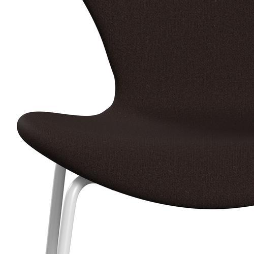 Fritz Hansen 3107 židle plné čalounění, bílá/tonus tmavě hnědá