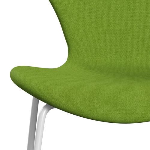 Fritz Hansen 3107 Chair Full Upholstery, White/Tonus Lime