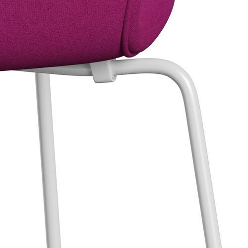 Fritz Hansen 3107 Chair Full Upholstery, White/Tonus Pink