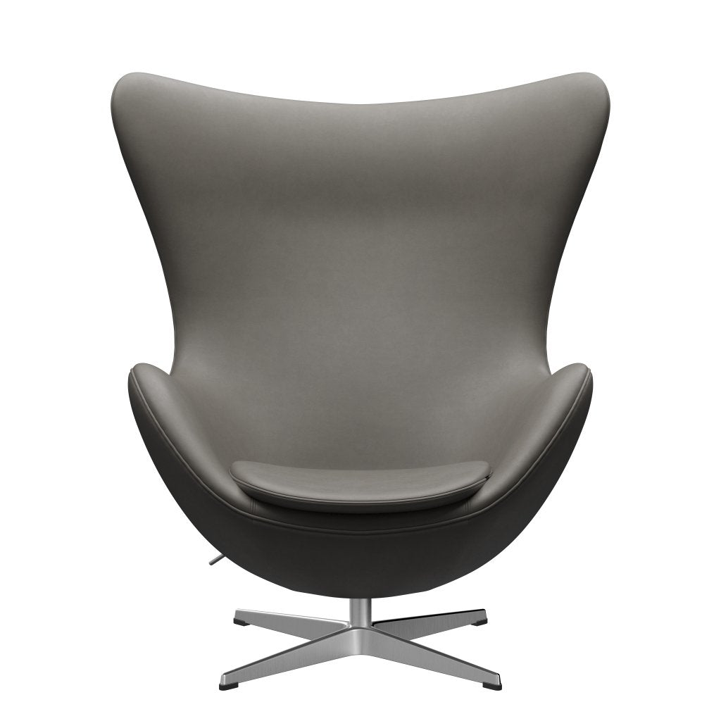 Fritz Hansen The Egg Lounge Chair Leather, satén kartáčovaný hliník/základní láva