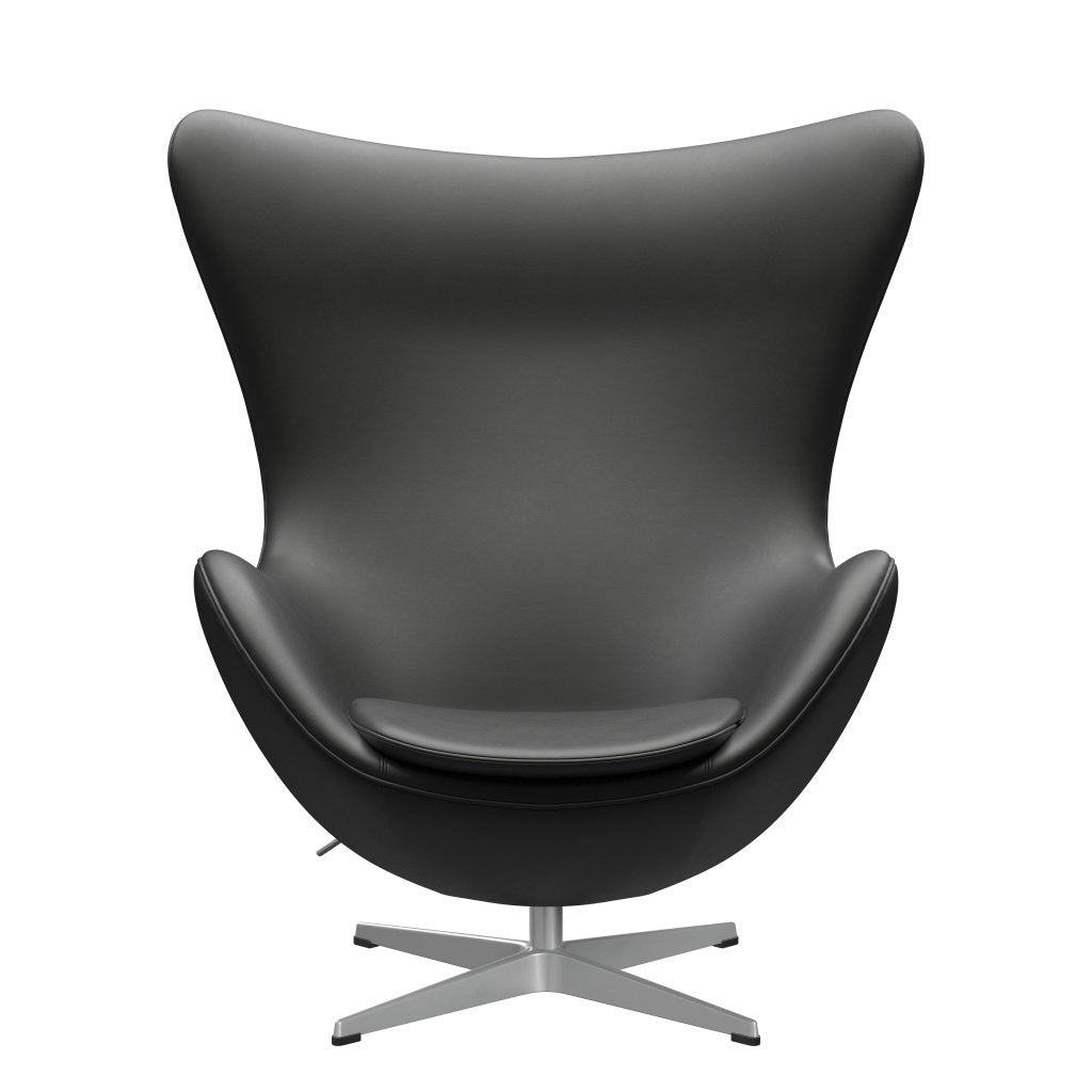 Fritz Hansen The Egg Lounge Chair Leather, stříbrná šedá/základní černá